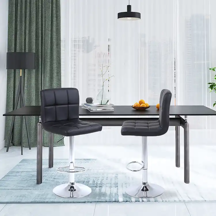 Square back adjustable swivel bar stool for kitchens & bars